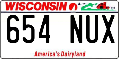 WI license plate 654NUX