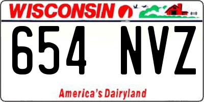 WI license plate 654NVZ