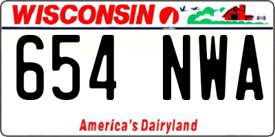WI license plate 654NWA