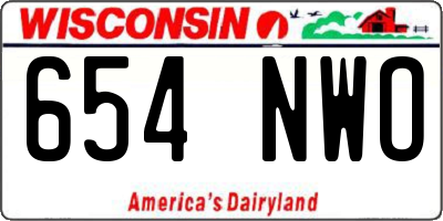 WI license plate 654NWO