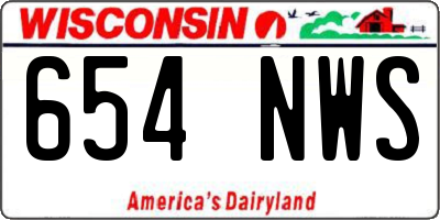 WI license plate 654NWS