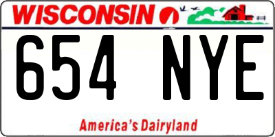 WI license plate 654NYE