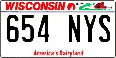 WI license plate 654NYS