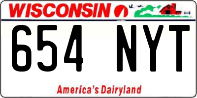 WI license plate 654NYT