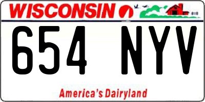 WI license plate 654NYV