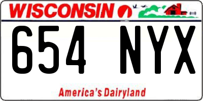 WI license plate 654NYX