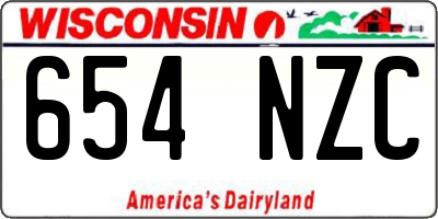 WI license plate 654NZC