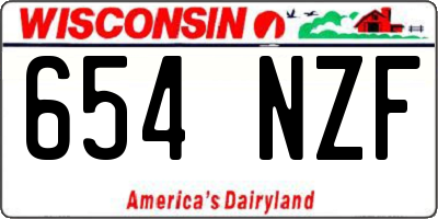 WI license plate 654NZF