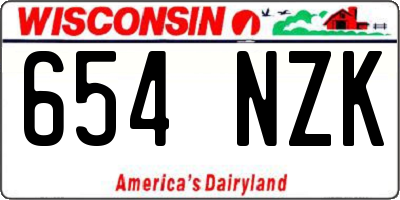 WI license plate 654NZK