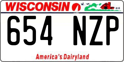 WI license plate 654NZP