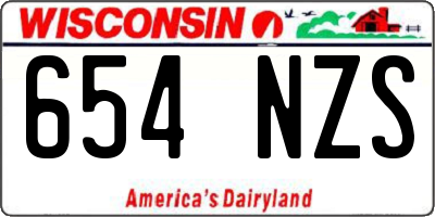 WI license plate 654NZS