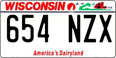WI license plate 654NZX