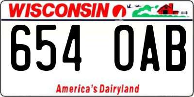 WI license plate 654OAB