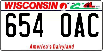 WI license plate 654OAC