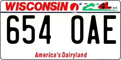 WI license plate 654OAE