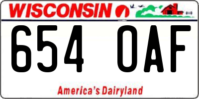 WI license plate 654OAF