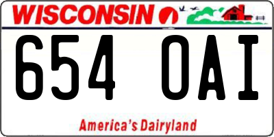 WI license plate 654OAI