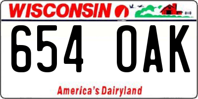WI license plate 654OAK