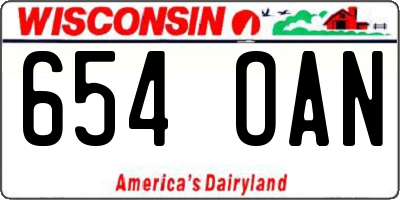 WI license plate 654OAN