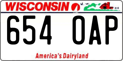 WI license plate 654OAP