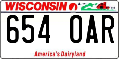 WI license plate 654OAR