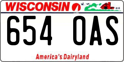 WI license plate 654OAS