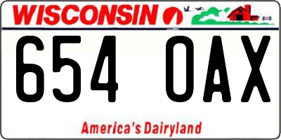 WI license plate 654OAX