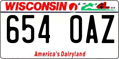 WI license plate 654OAZ