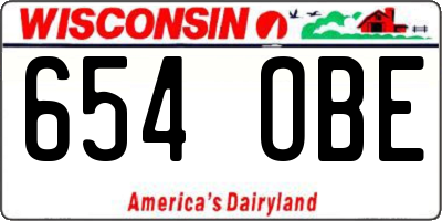 WI license plate 654OBE
