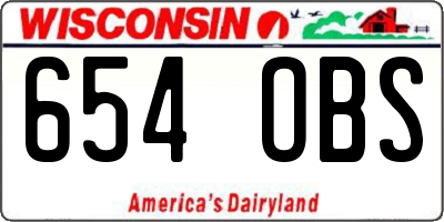 WI license plate 654OBS