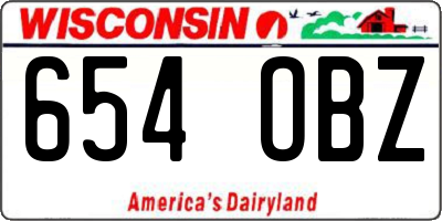 WI license plate 654OBZ