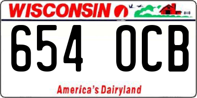 WI license plate 654OCB