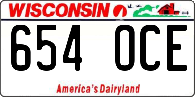 WI license plate 654OCE