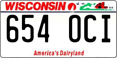 WI license plate 654OCI