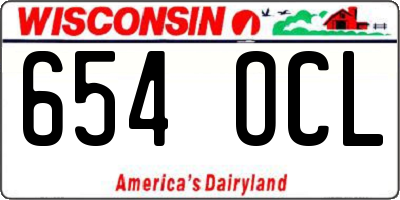 WI license plate 654OCL