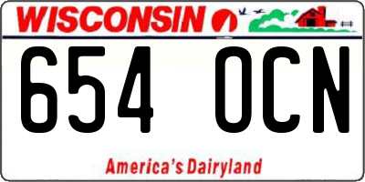WI license plate 654OCN