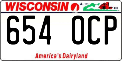 WI license plate 654OCP