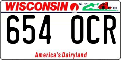 WI license plate 654OCR