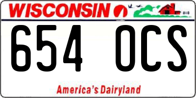 WI license plate 654OCS