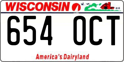 WI license plate 654OCT