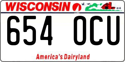 WI license plate 654OCU