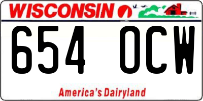 WI license plate 654OCW