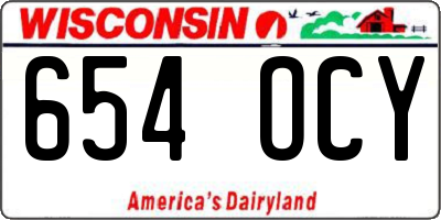 WI license plate 654OCY