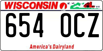 WI license plate 654OCZ