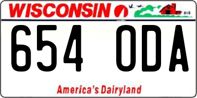 WI license plate 654ODA