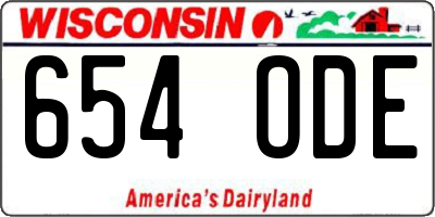 WI license plate 654ODE