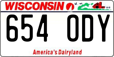 WI license plate 654ODY