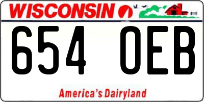 WI license plate 654OEB
