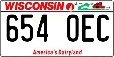 WI license plate 654OEC