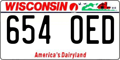 WI license plate 654OED